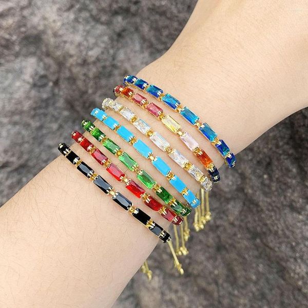 Strand vlen çok renkli kübik zirkonya boncuklar bilezik kutu zincir bilezikler kadınlar için boho cz mücevher ins moda istifleme pulseras femme