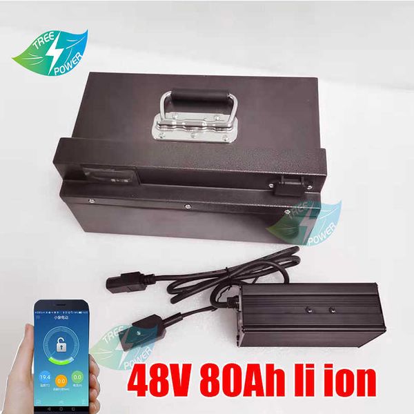 48 Volt 80AH Lithiumbatterie 48 V 80AH Li Ion Batteriepack für 1000 W 1500W 2000W EBIKE ELEKTRISCHE SCOOTER BATTEY+10A LAHRE