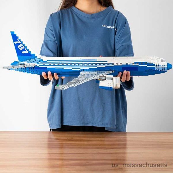 Bloqueia as idéias técnicas O Boeing 787 Airliner Building Block Block City Airplane Passger Plane B Toys para crianças Presente R230817