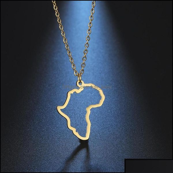 Anhänger Halsketten Anhänger Schmuck Afrikanische Karte Choker für Frauen Südafrika Edelstahlkette Halskette Drop Lieferung 2021 Jxavt Dhyu0