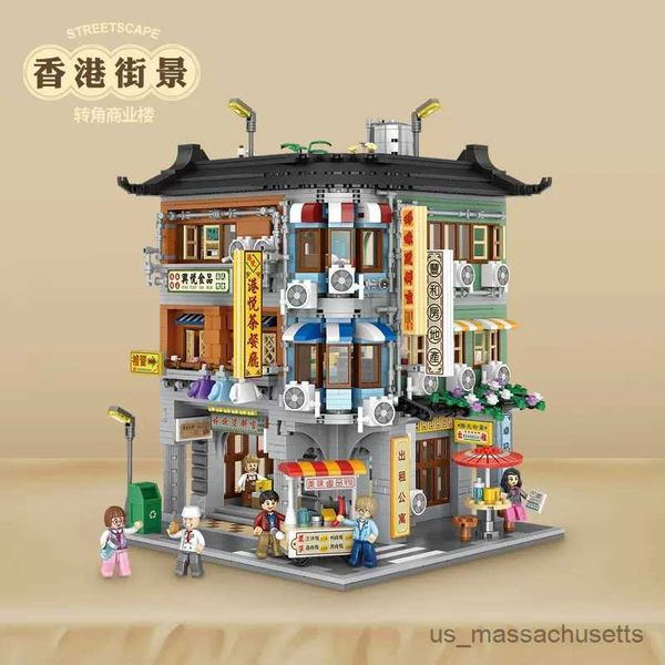 Blocchi Building Building Buildings City View Scene Coffee Shop Store Retail Architecture Model Assembly Toy Christmas Regalo per bambini adulti R230817