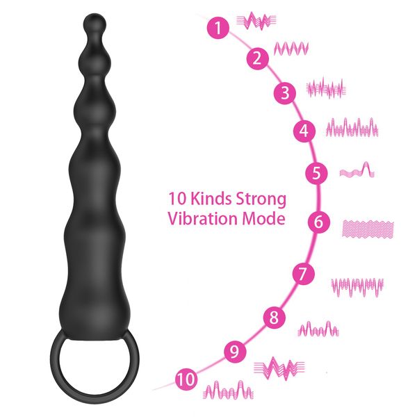 Toys IKOKY Anal Beads Butt Plug Vibrator Prostate Massage 10 Speed Dual Motor Remote Control Anus Stimulator S_voghion.com