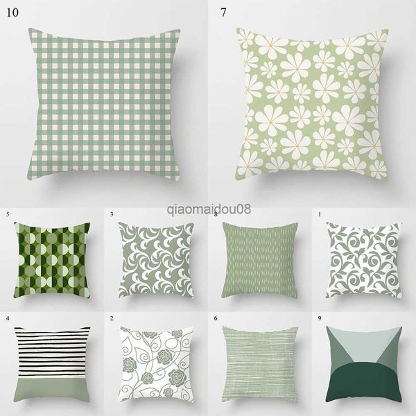 Travesseiro 45 * 45cm requintado capa de almofada de impressão verde fresca para o sofá de sala de estar para casa capa de decoração HKD230817