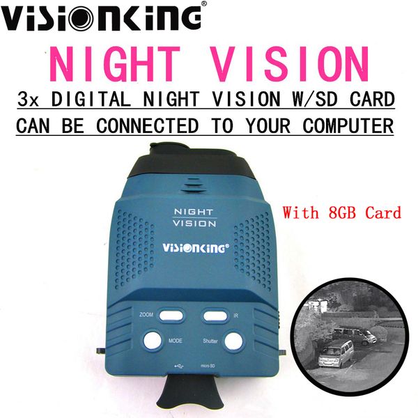 VisionKing 3W 850Nm Gece Görme Görüşü Kızılötesi 3x Dijital Zoom 640x480 Çözünürlük HD Vedio Fotoğraf Avcılık Görüş Kamerası Monoküler