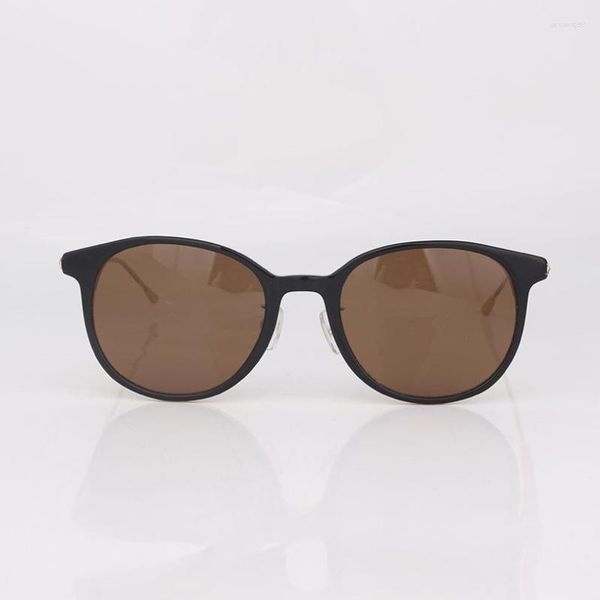 Óculos de sol Acetato quadro oval olho de gato homem homem com lente marrom moda moda vintage lateral lateral tira de metal decoração unissex