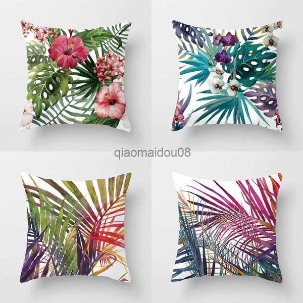 Kissenkoffer Sommer tropische Pflanzen Fall Flamingo Dekorative Fälle Grüne Blätter Wurfkoffer Tropical Plants Home Decor HKD230817