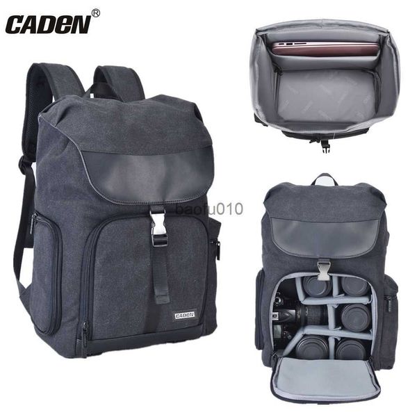 Kamera -Taschenzubehör Caden Kamera -Rucksäcke Schockdes DSLR -Taschen für Nikon Canon DSLR Objektivstative Outdoor -Fotografie Canvas Kamera Hülle für Männer HKD230817