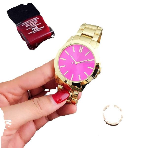 As mulheres da moda assistem aço inoxidável dama grande e rosa Dial Watch Famous High Quality Women Dress Hour Frete grátis 761