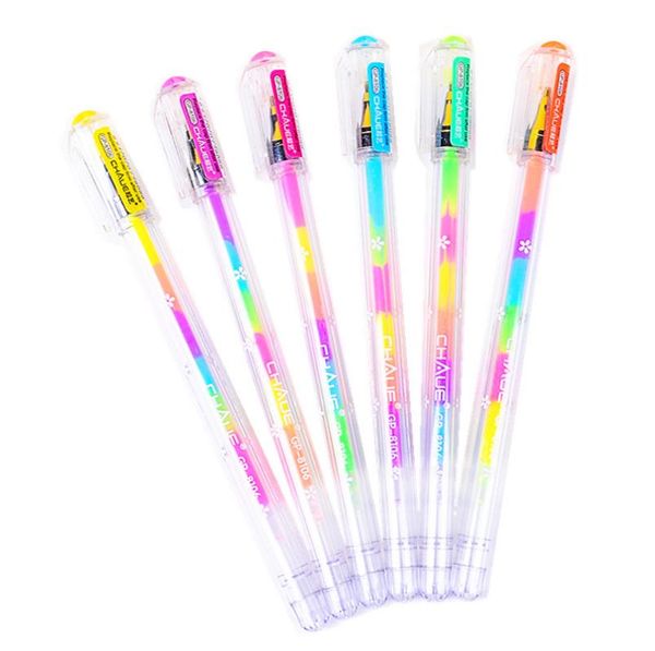 Highlighter Stift Regenbogenfarbe Gel Ink Stifte Rollerball Point Stift für DIY -Fotoalbum Schwarz Papier Geschenkkarte Kunst Schreiben