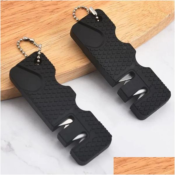 Sharpenners Cerâmica Mtipurpose Keychain Whetstone Carboneto Faca Pocket Pocket Diamond Tool Scissor SharpEn Fish Sharpner Outdoor Mti Hook Cam Dhgdm