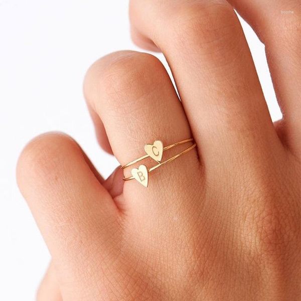 Eheringe Mode Gold Silber Farbe Herzbuchstaben für Frauen DIY Name Ring Set weibliche Statement -Verlobungsfeier Juwely 2023