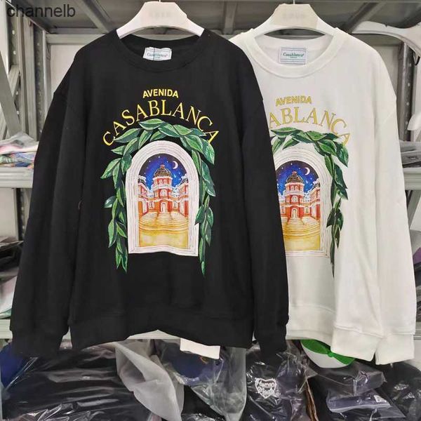 Erkek Tişörtleri Yeni En Kaliteli Kale Baskı Kazablanka Sweatshirts Erkek Kadınlar Aşırı Hoodie Kazak Anime Giysileri Sokak Giyim HKD230817