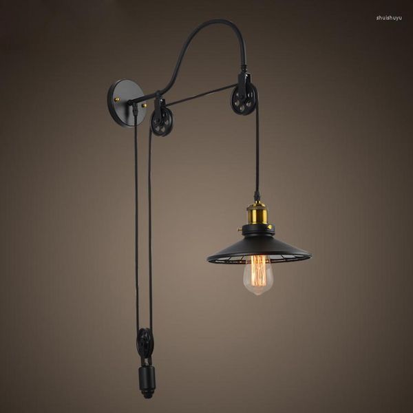 Wandlampe Vintage Industrial Retro Ameican Country Riemenscheibe Verstellbarer Edison -Leiter Badezimmerspiegel Home Moderne Beleuchtung