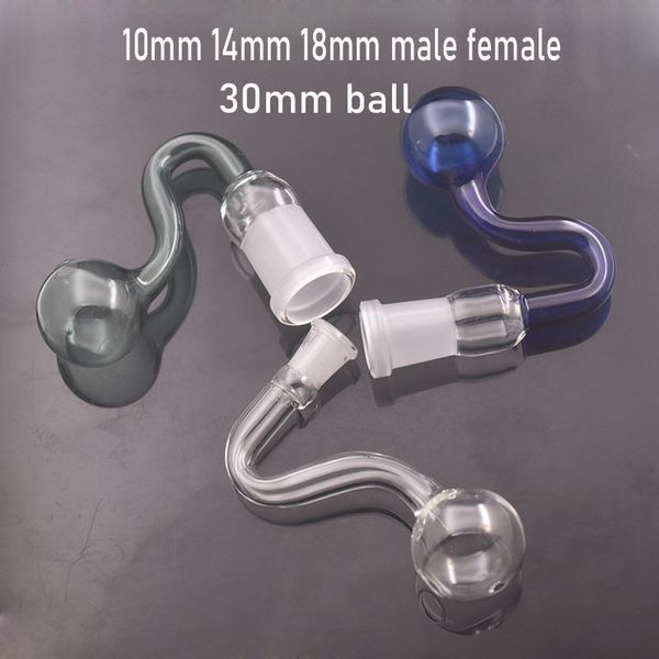 3cm büyük top cam yağ brülör boru sigara boruları 10mm 14mm 18mm erkek dişi teçhizat su bong adaptör tütün tırnak bükülmüş şekil tasarım banger çiviler