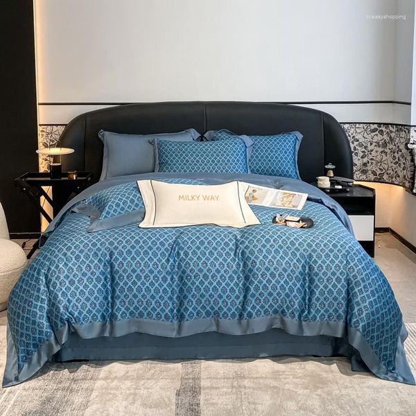 Bedding Sets Summer 60 Thread Thread Lyocell Seda Celestial Quatro peças Conjunto de gelo para a pele nua Caminho de gelo e capa de colcha