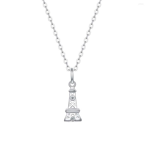 Ketten eleganter Pariser Stil Eiffel Moissanit Anhänger Halskette 925 Sterling Silber Verstellbare Frauen Kettengeburtstag Geschenk