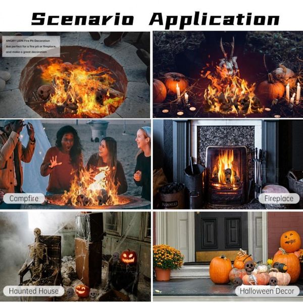 Andere Event -Party liefert 1 Set Fire Pit Human Skull Realistische feuerfeste Feuerkabine Lagerfeuer Kamin Keramiktonhandwerk Halloween Dekor 230816