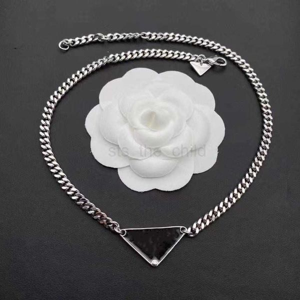 Lüks Tasarımcı Kolye Aşk Takı Klasikleri Kadınlar Zincir Paslanmaz Çelik Gümüş Kolyeler Üçgen Cazibe Sevenler Tase Mücevherat