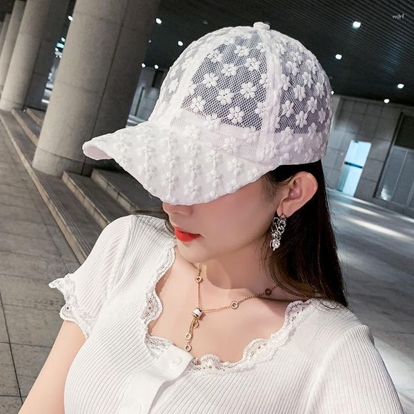 Ball Caps Hat Women's Versione coreana Corea Summer Flower Baseball Cap Fashion Temperamento Versatile Openwork Openwork