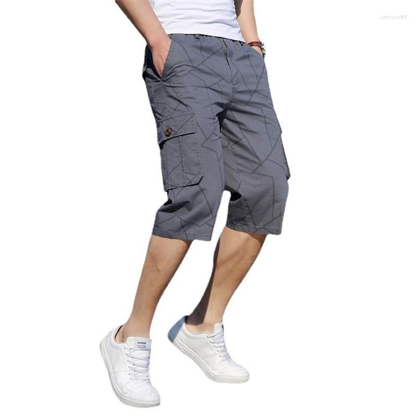 Calça masculina xl-6xlmen shorts casuais de verão de algodão ao ar livre de algodão de algodão com carga de cargo de calça de praia solta plus size para homens roupas