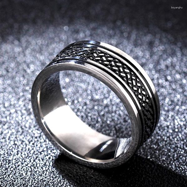 Anéis de casamento vintage 8mm aço inoxidável em escala de peixe design prateado para homens personalidade punk jóias frias acessórios