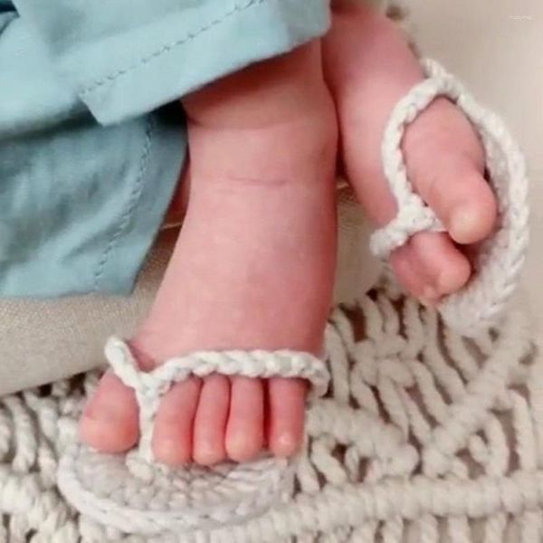 Sandalen Mini geboren Baby Feste Farbe Häkeln Flip-Flops Säuglingsanpassungen PO-Requisiten