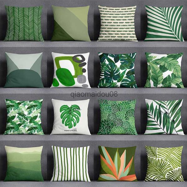 Pillow Case 45x45cm Green Leaf Series Geschenk Home Office Möbel Schlafzimmer Sofa Auto Kissenabdeckung HKD230817