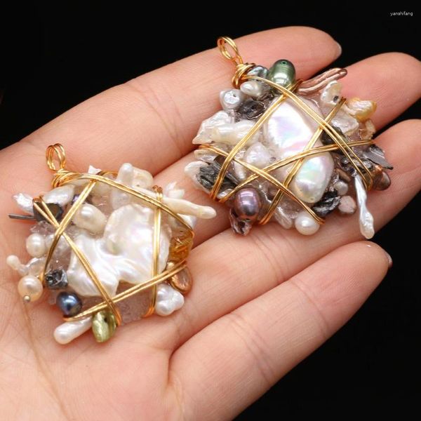 Colares pendentes 4pcs Preço de atacado Pedra de pérola de água doce natural para joias que produzem jóias para berros de colar DIY charme