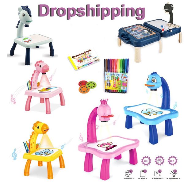 Обучение игрушкам детские рисовать дети, приводящие художественные таблицы проектора, настольные столы, инструмент для игры для девочек 230816