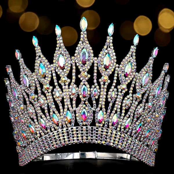 Jóias de cabelo de casamento Levery grande coroa de casamento europeu de noiva Cristal grande grande rainha redonda Coroa de casamento Acessórios de cabelo 230816