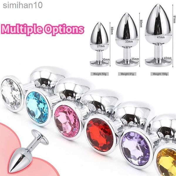 Brinquedos anais 3 tamanho de metal plug plug butt plug adulto jogo masturbador anal s/m/l diamante estimulador de diamante brinquedos sexuais para homens gay mulher sex shop hkd230816