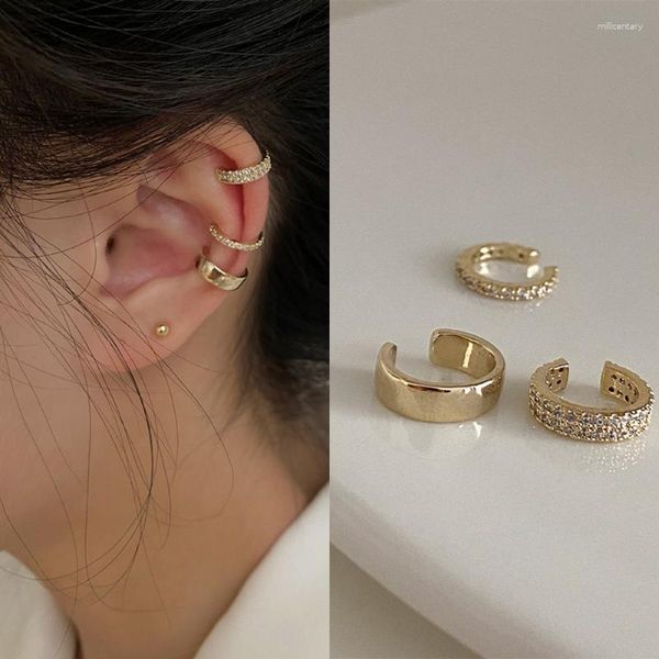 Brincos de backs 3pcs Moda coreana Delicado clipe de zircão para mulheres Piercings falsos de fivela de cristal