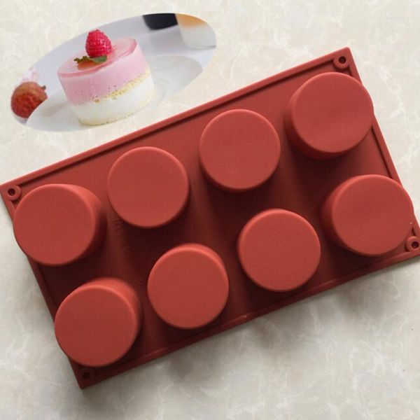 Stampi da forno 8 cavità silicone stampo per pasticceria torta rotonda gelatina budino in forma di decorazione di ghiaccio strumento di decorazione del disco pane pane stampo da biscotto