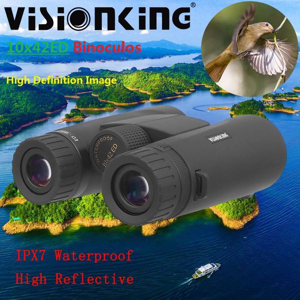 VisionKing 10x42 ed lente binocular poderoso poderoso Bak4 de longa distância Telescópio de equipamento de viagem de pássaros