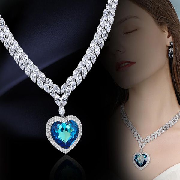 Anhänger Halsketten Movie Titanic Heart of the Ocean Halskette Form Crystal Women Juwely Liebhaber Paar Valentie Tag Geburtstagsgeschenk