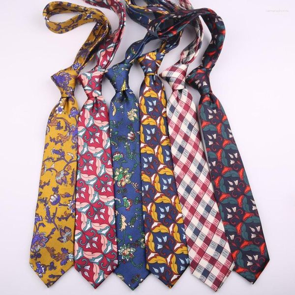 Ties novità a prua 7 cm da uomo retrò stampato geometrico floreale Plaid floreale per donne cravatte da sposa da uomo cravatta da sposa