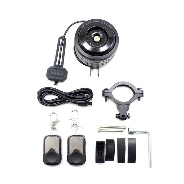 Horns de bicicleta 125dB Motrocycle Scooter trompete chifre USB Charge Bicycle Bell Bell Ciclo Antitheft Opcional ALARM Siren Siren Remote Control Op230816