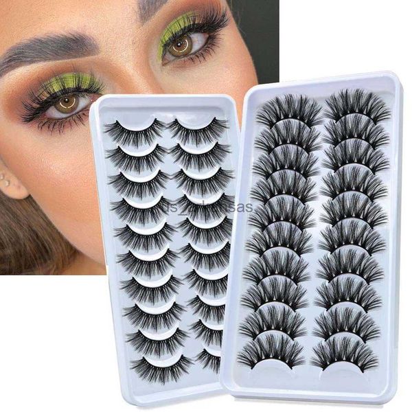 Falsche Wimpern Neu 10 Paare 3D-Haar-Nerzwimpern Natürliche unordentliche Wimpern Kreuzmuster Wispy Flauschige falsche Wimpernverlängerung Augen-Make-up Großhandel HKD230817