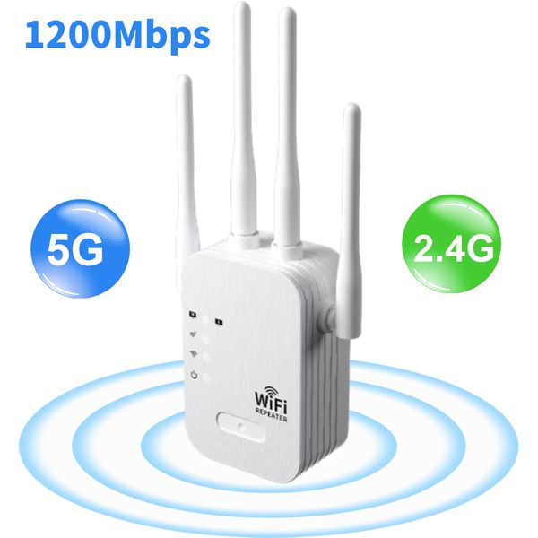 Маршрутизаторы 1200 Мбит / с Wi-Fi Repeater Беспроводной Wi-Fi Extender Wi-Fi Booster 5G 2.4G Двойной сетевой усилитель длинного расстояния сигнал Wi-Fi Router 230817