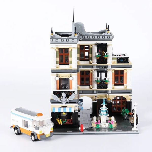 Blocos 89113 Creative City Fountain Square Street View Building Model 3420Pcs bloco de construção brinquedo infantil presente MOC 10194 230817