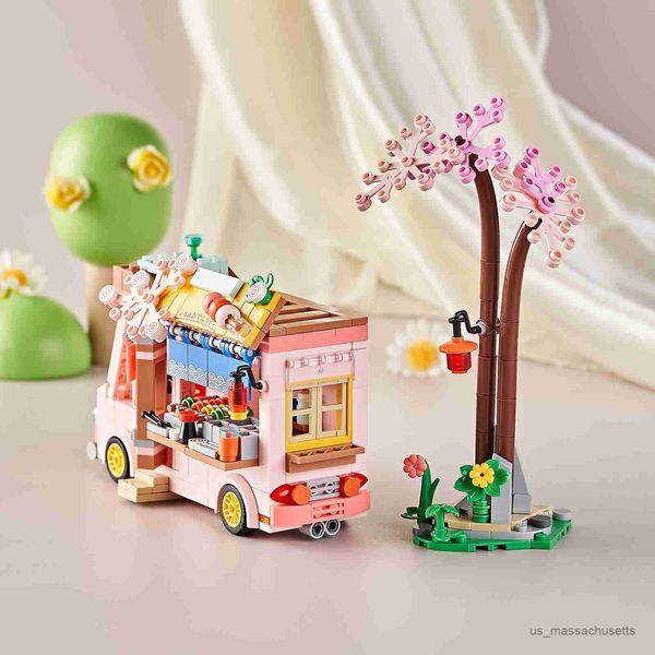 Bloklar Yaratıcılık DIY Mini City Outing Bus Camper kampı kamp arabası prenses süsleme modeli yapı blokları B Oyuncaklar Kız Çocukları R230817