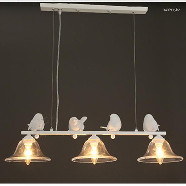 Lâmpadas pendentes Wonderland White 4 Birds 3 Heads Lâmpada de estilo nórdico simples Luz doce Luz criativa Design de casa PL-224