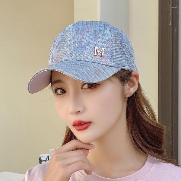 Ball Caps Summer Women's Baseball Cap Casual Camouflage Mesh Net Korean M Letter Letters Destable Sun Hats регулируется