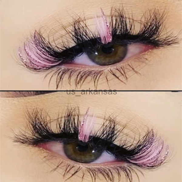 Falsche Wimpern Asiteo Großhandel 25 mm farbige Wimpern Glitzer Nerz Wimpern Erweiterung Lieferungen 5D Pink Blue Fluffy Grausamkeit Free False Lash Bulk HKD230817