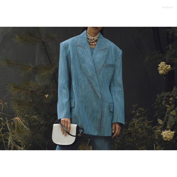 Abiti da donna VII 2023 Autunno abbigliamento femminile coreano sottile giacca blazer in denim sciolta in abiti esterni offerte