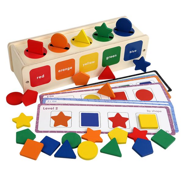 Sports Toys Montessori Wooden for Kids Sensory Caixa Exercício Caixa de cor Forma