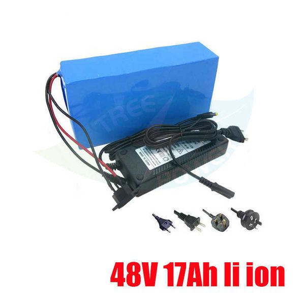 Alta capacidade personalizada 48V 17ah Bateria de scooter de íons de lítio 48V Bateria de íons de lítio + carregador 3A