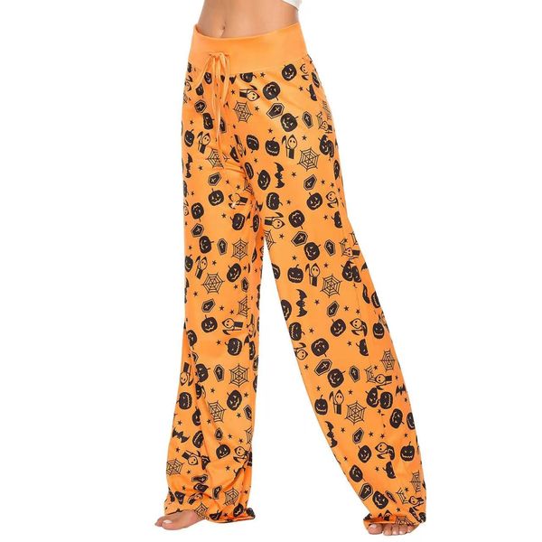 2023 Halloween Pantaloni del pigiama Designer Abiti da donna Scheletro Scheletro Casualmente Case High Wiistd Pantaloni per donne Nuovi pantaloni di zucca di Halloween Pantaloni casual S M L