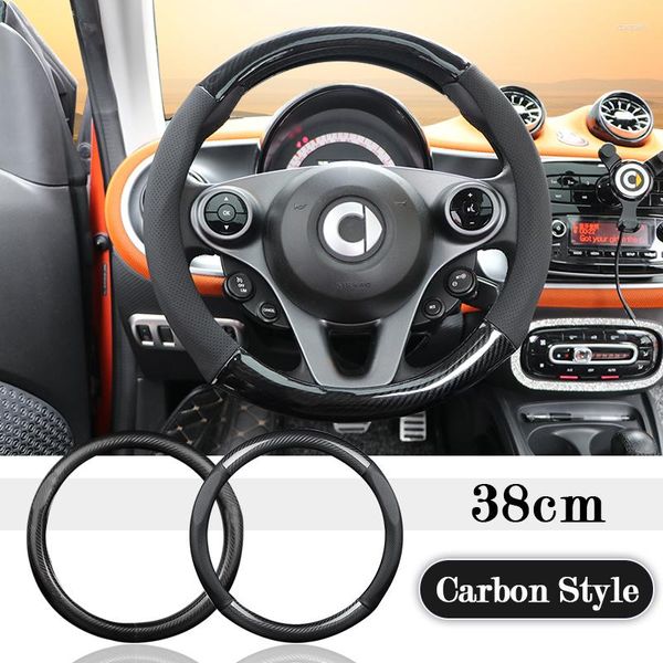 Coperchio del volante di sterzo da 38 cm Copertina di carbone Anti-slip protettivo per Smart 453 Fortwo Forfour Accessori interni