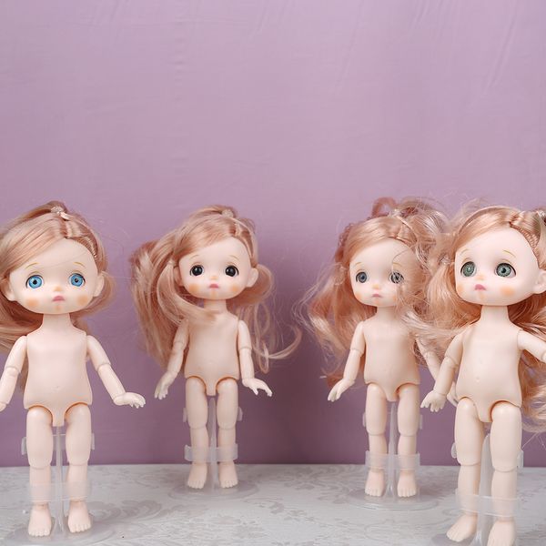 Bebekler mini bebek sevimli yüz 112 16cm bjd kısa çocuk saç uyuyan domuz çıplak vücut kızlar için moda hediye diy oyuncaklar 230816